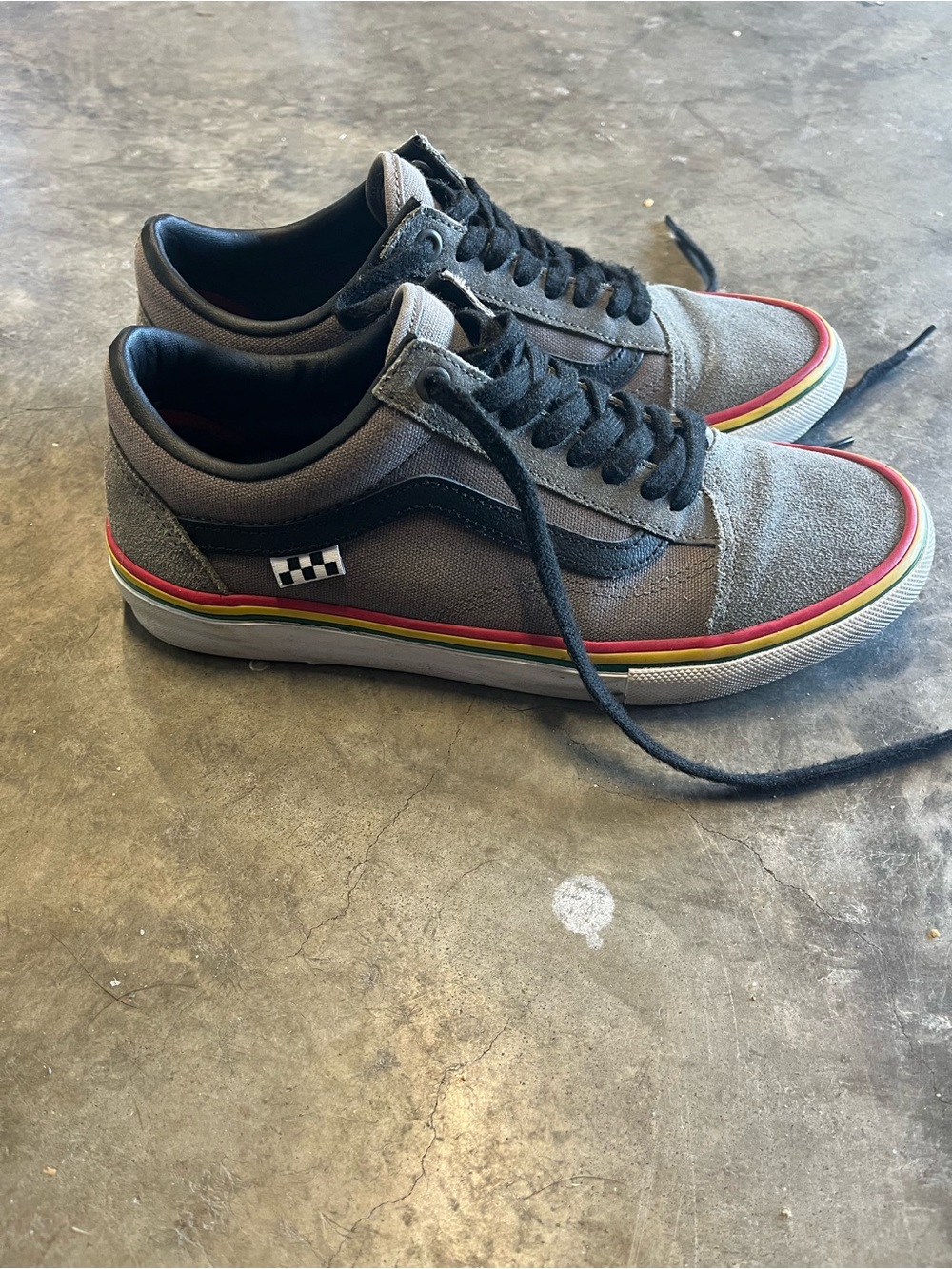 Vans Men’s Gray Low-Top Sneakers with red green and yellow accents
